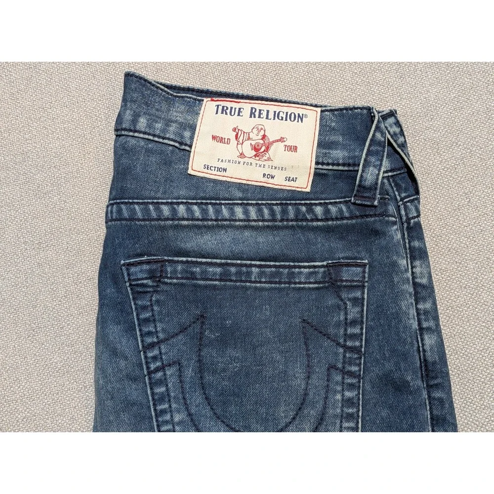 True Religion Mens Jeans Rocco Blue 33x34 Relaxed Skinny Denim Stretch Pockets